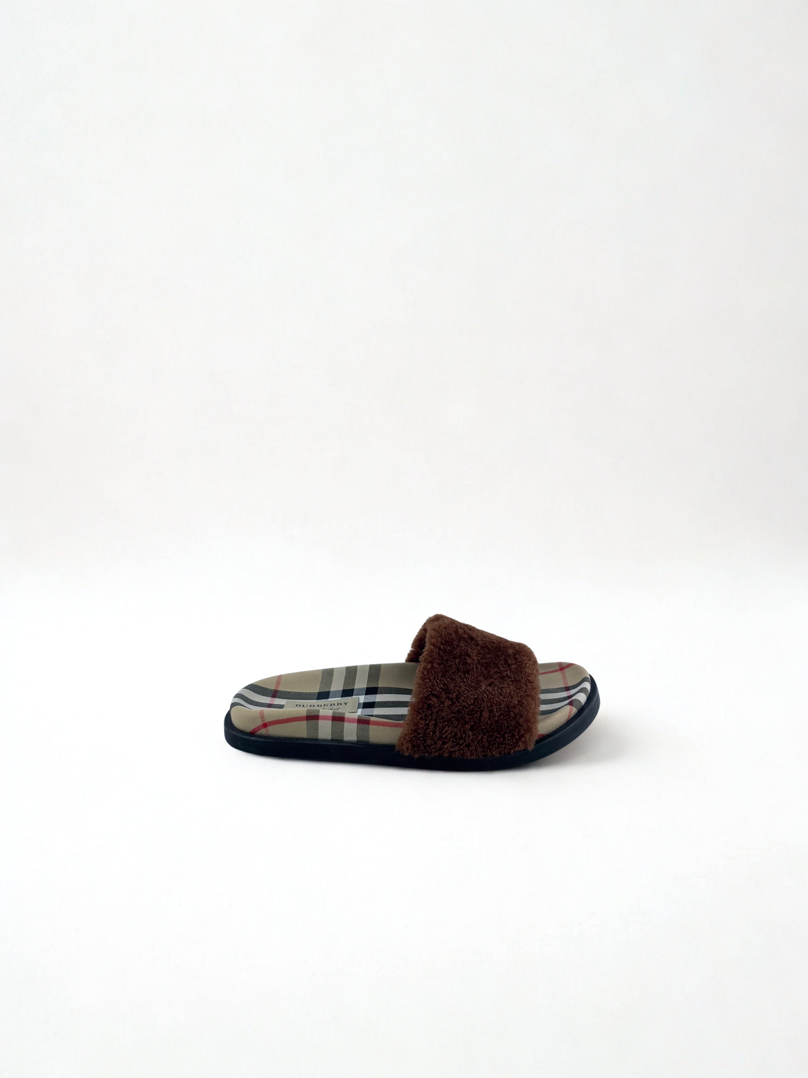 Burberry Sliper Marron et Beige Burberry Check Taille 38