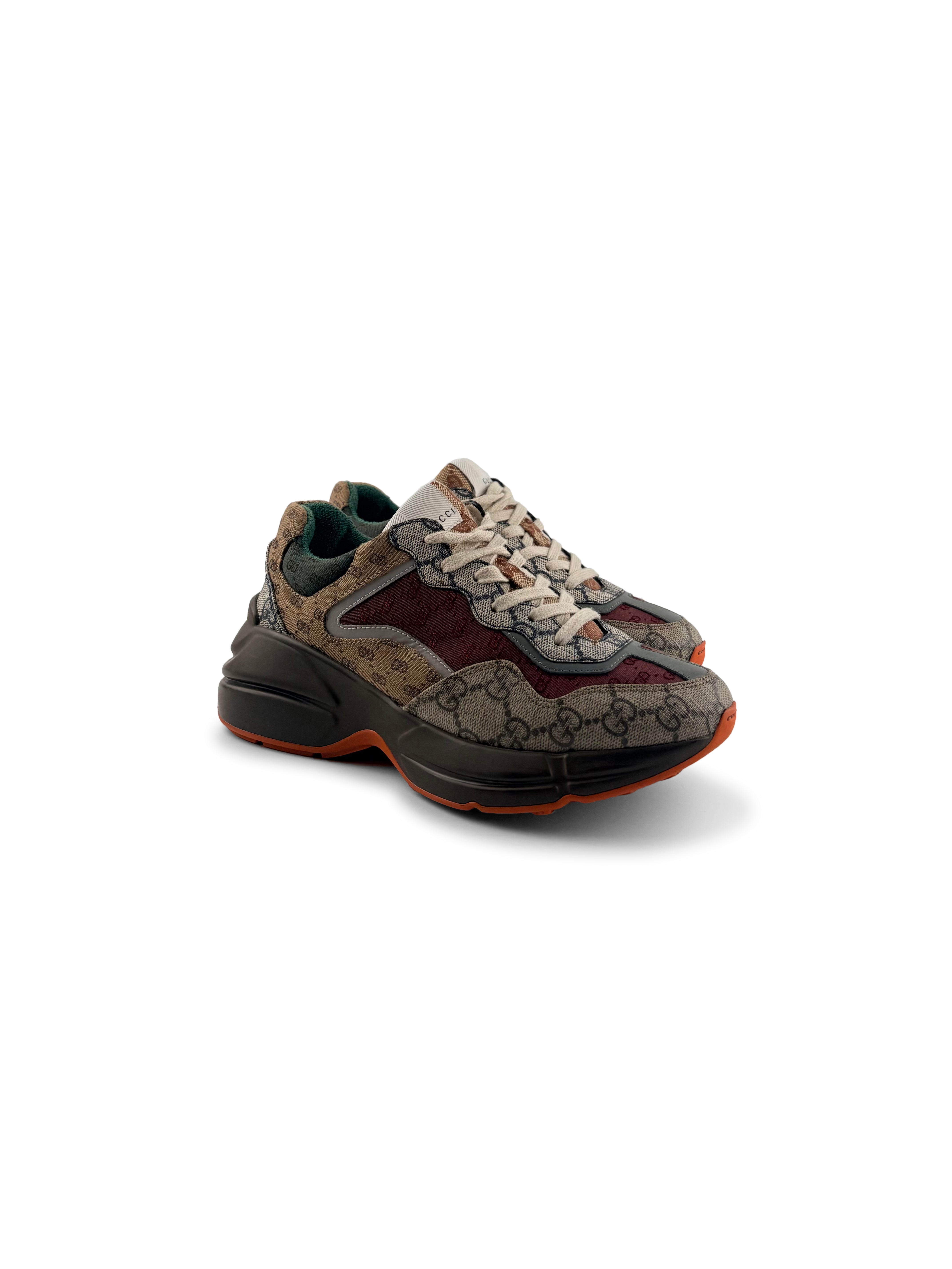 Gucci Rhyton Brick Rouge et Beige Toile Canvas GG Taille 35,5