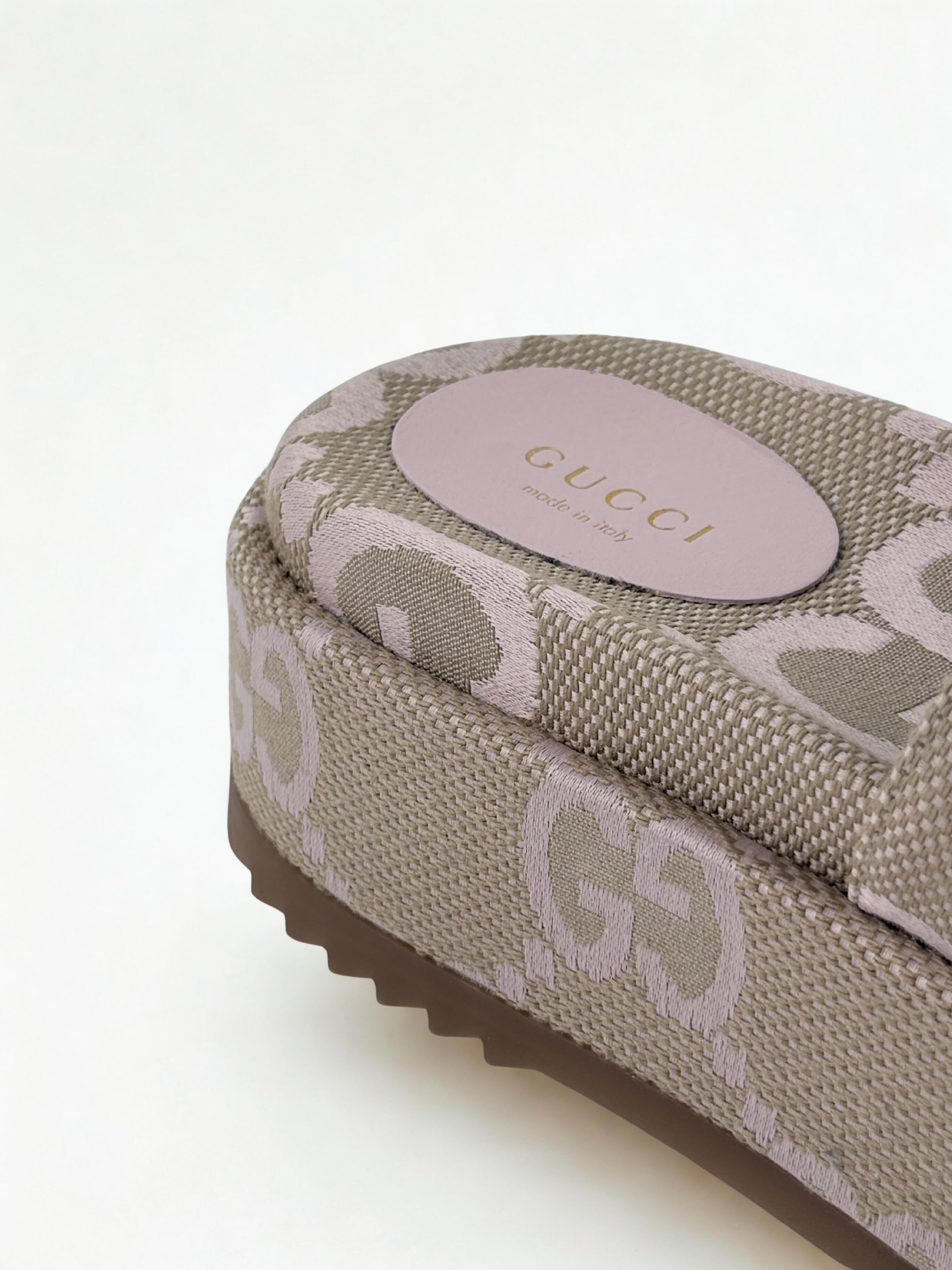 Mules Gucci Toile GG Canvas Beige et Rose Taille 38,5