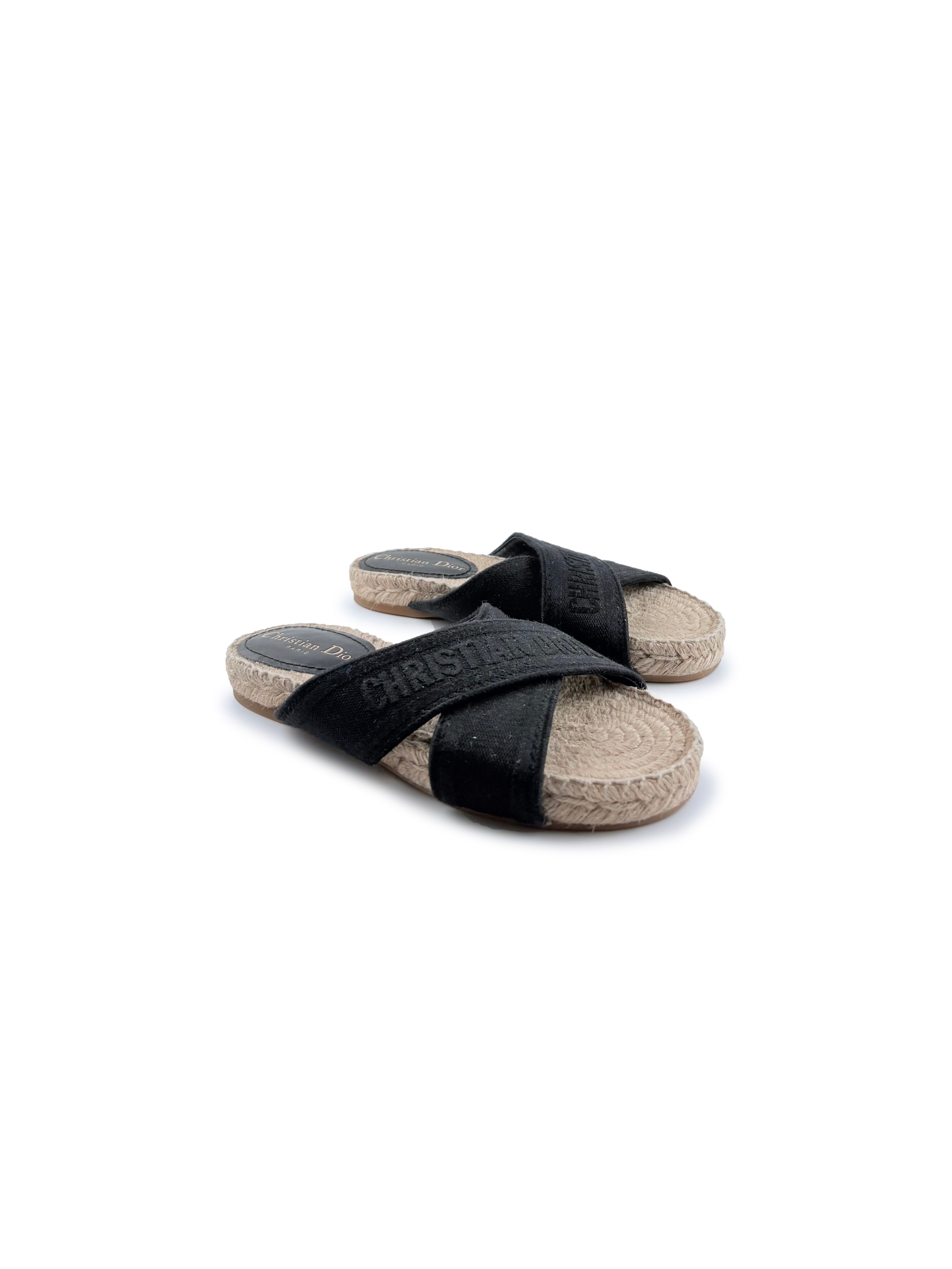 Dior Sandale Granville en Toile Noir Taille 35,5