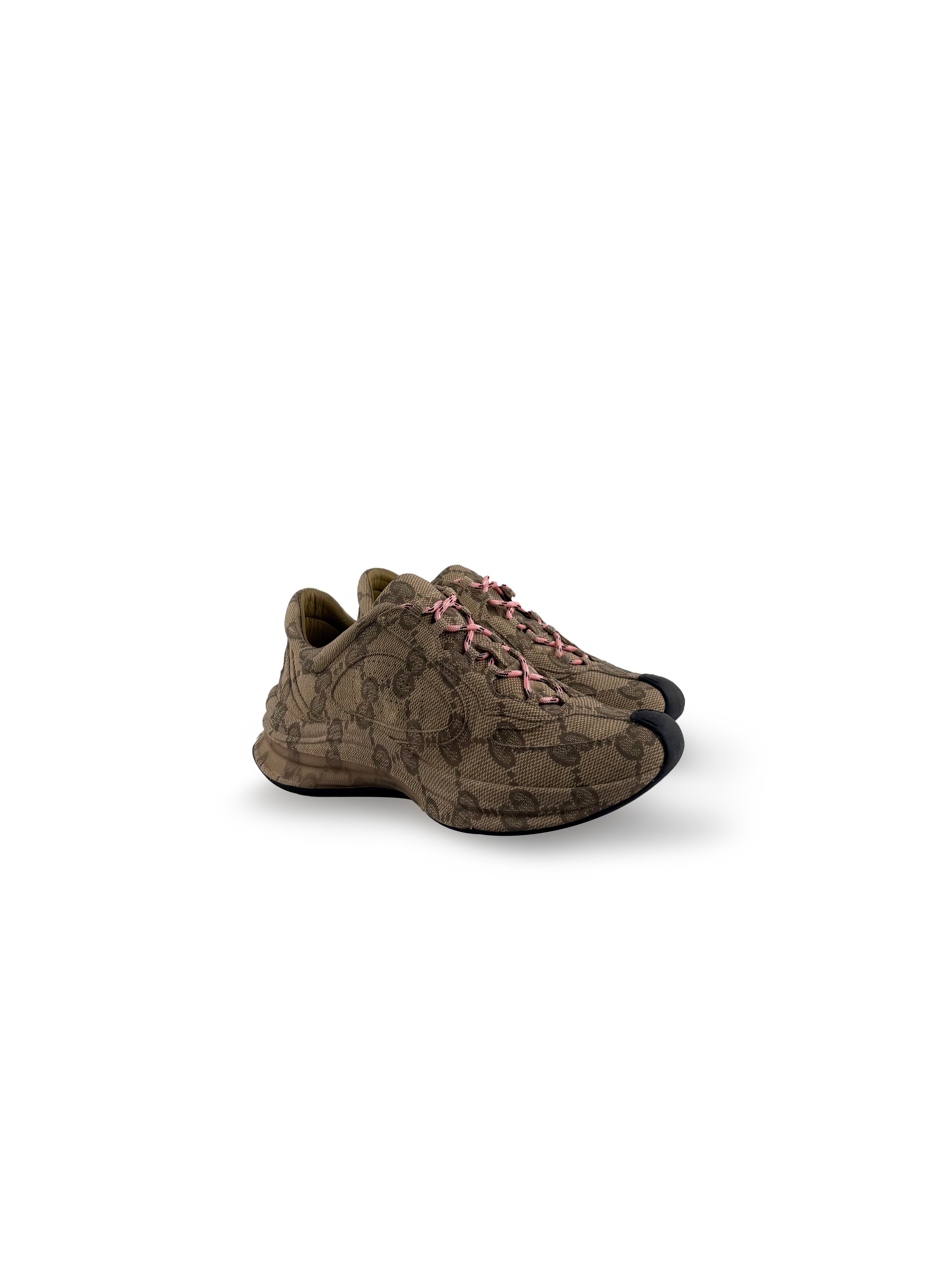 Gucci Run Beige Et Rose Toile GG Canvas Taille 38