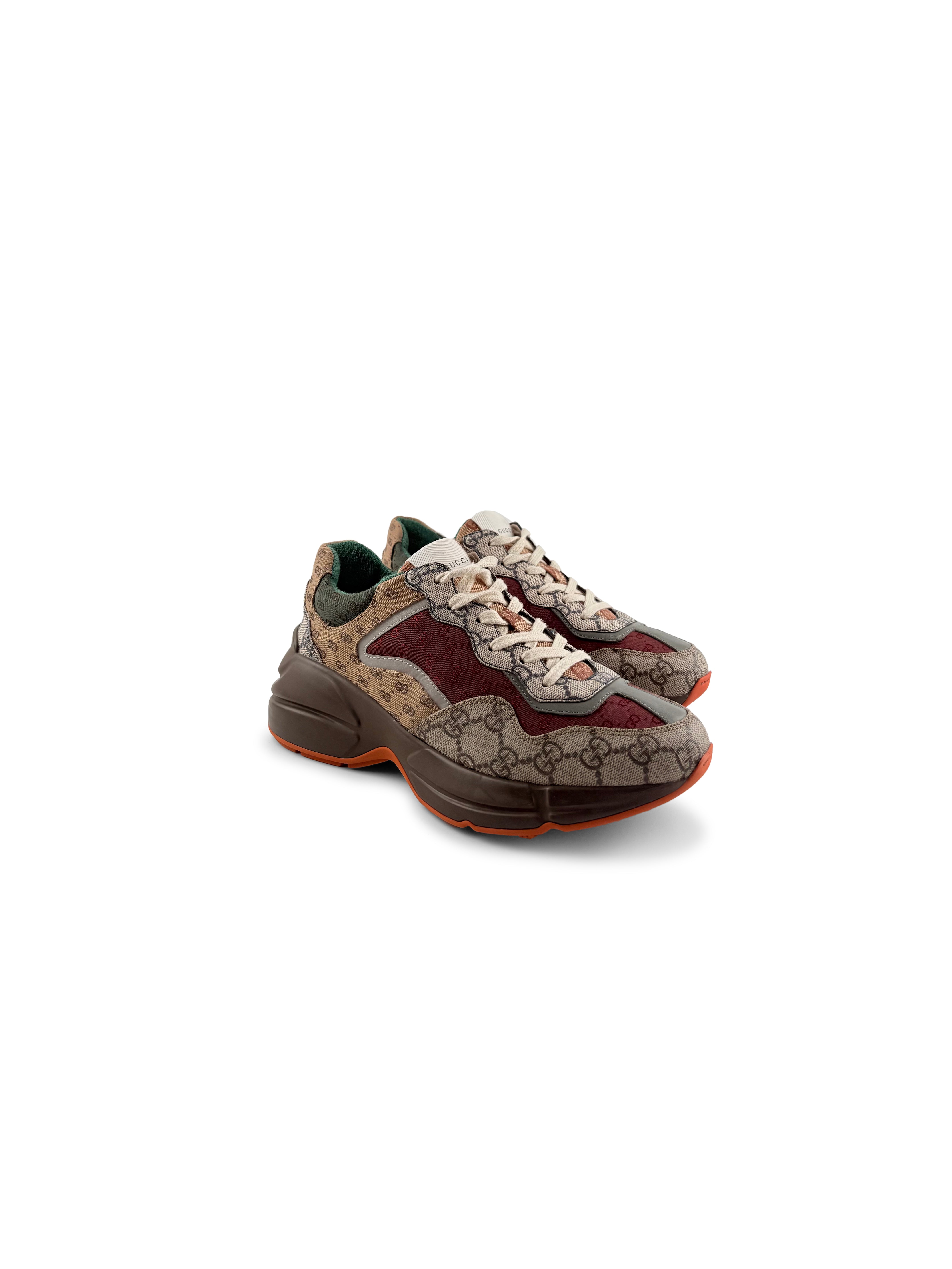 Gucci Rhyton Brique Rouge et Beige Toile Gg Canvas Taille 38