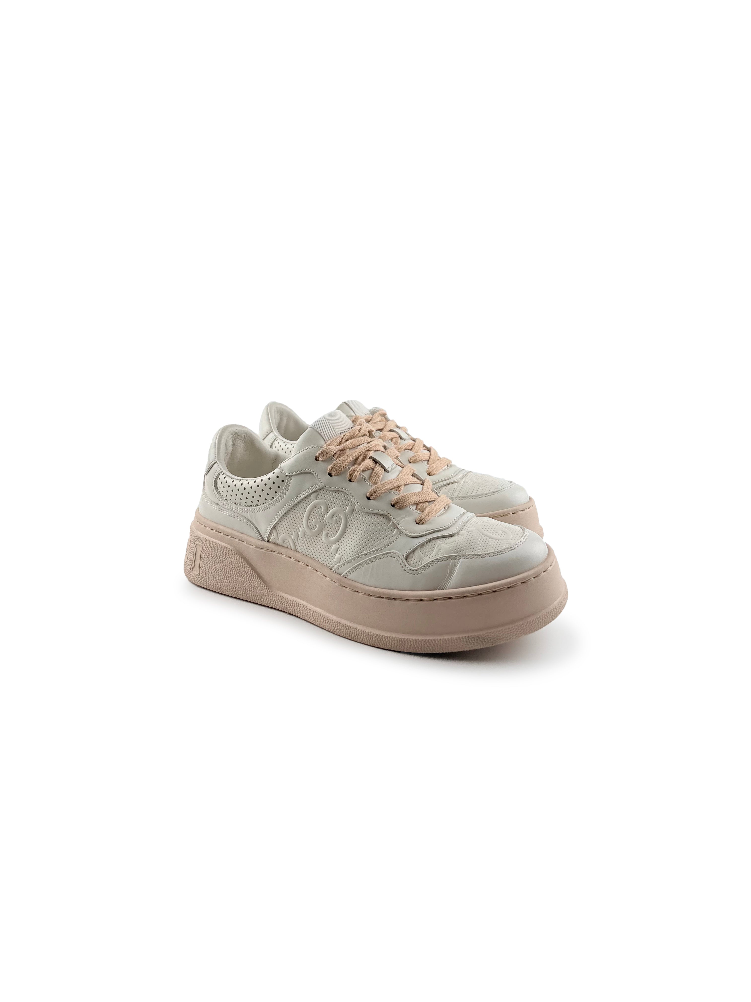 Gucci GG Plate-forme Blanche et Rose Taille 38